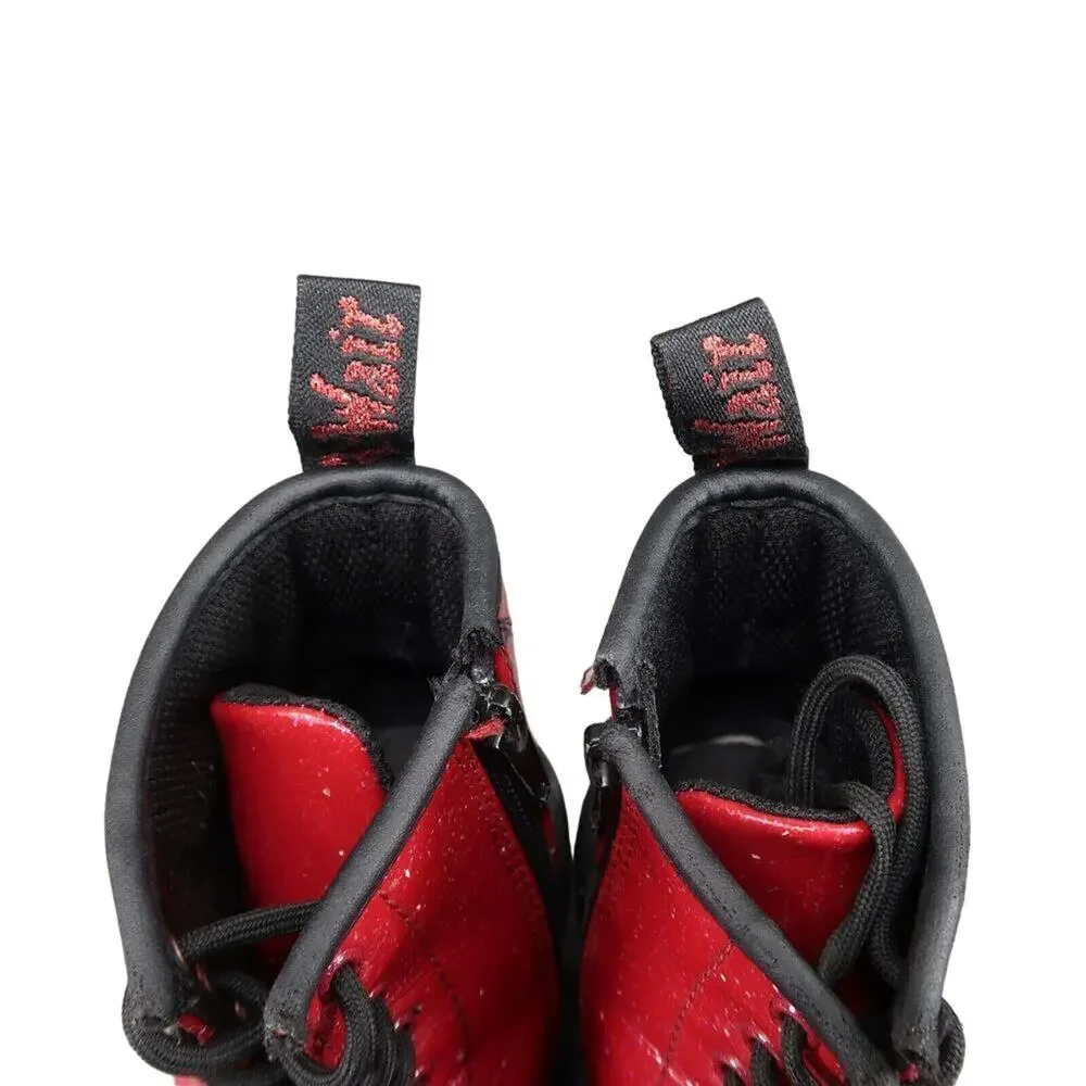 Dr Martens Shoes Kids 3 Boots Cosmic Glitter 1460 Junior Red Lace Up Zip Combat